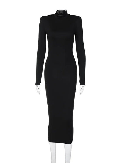 lehuaren Autumn Sexy Y2K Clothes Long Sleeve Bodycon Midi Dresses For Women Club Party Streetwear Elegant Solid Outfits